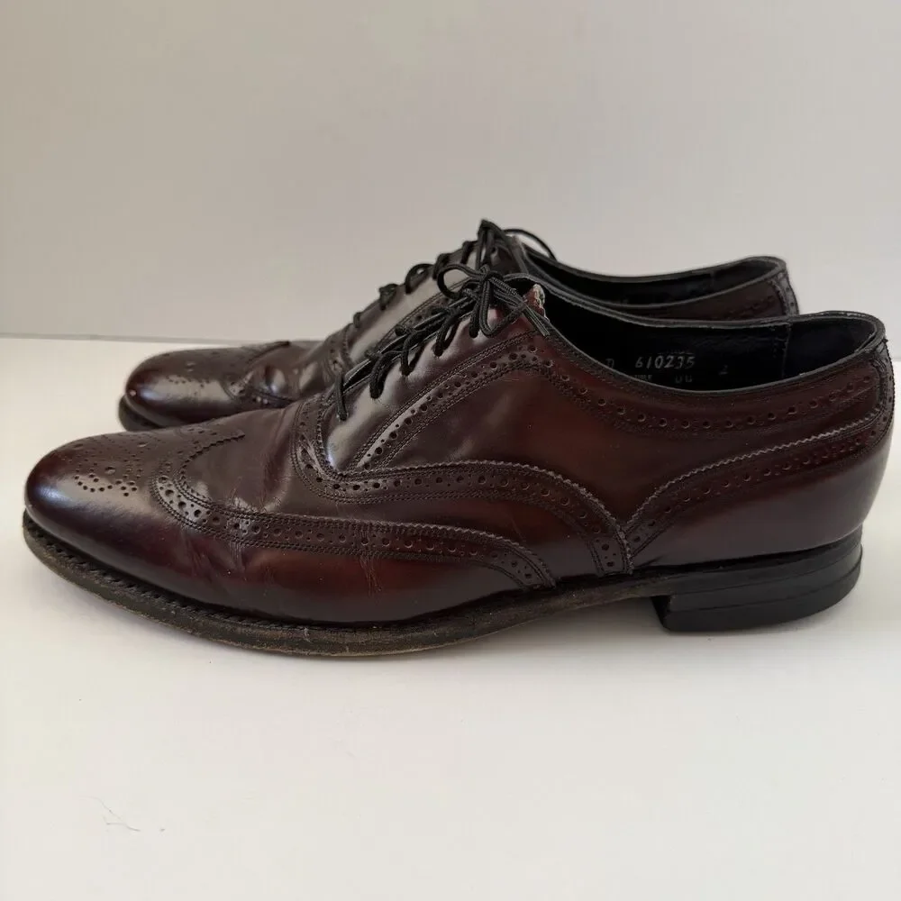 Vintage Florsheim 30353 Mens 11 D Burgundy Leather Longwing Wingtip Brogue